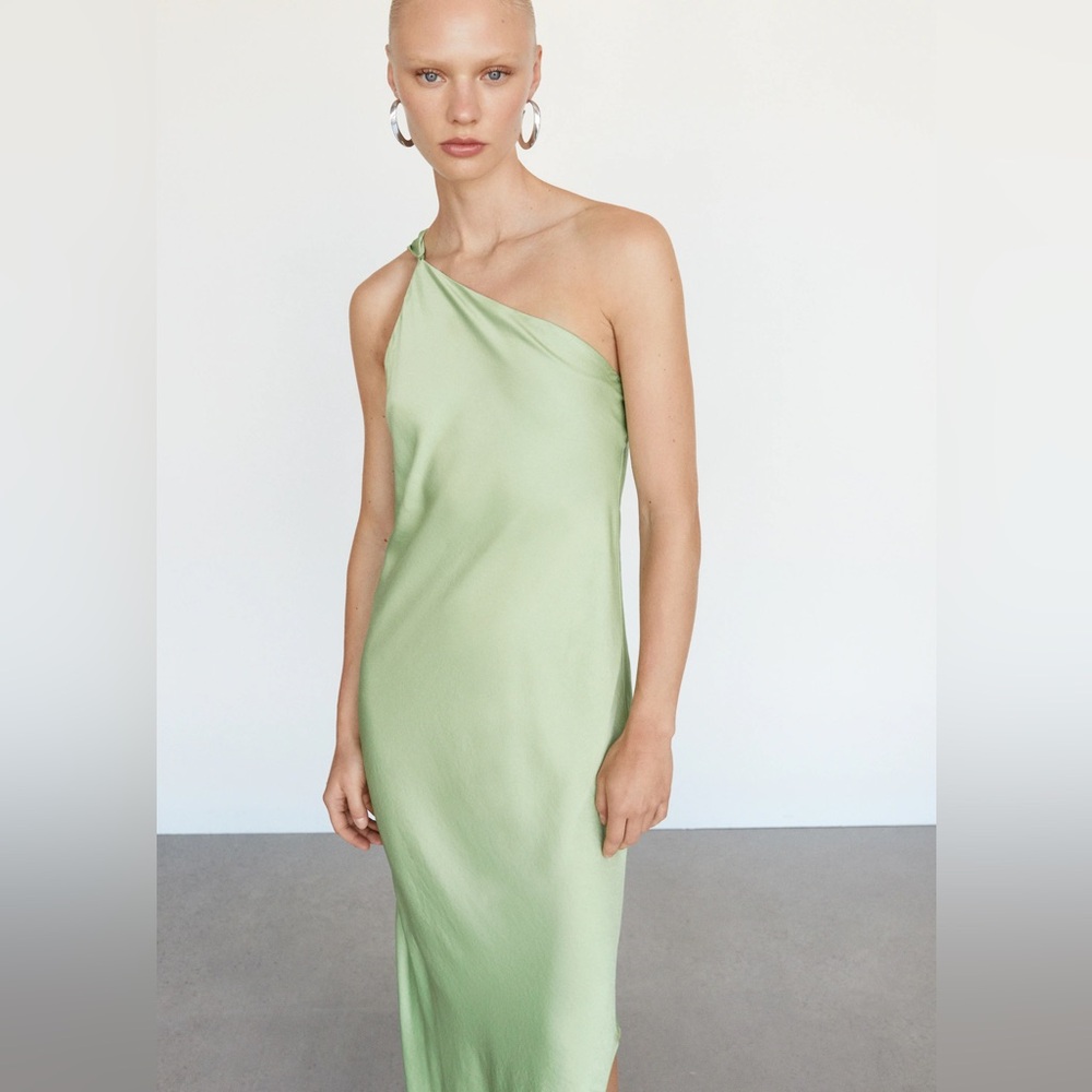 Mango asymmetrical dress with straps pastel green - Size S/US 4